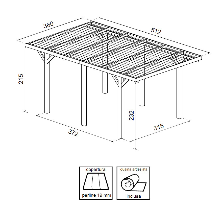 Carport singolo con copertura